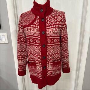 Women's Red Fair Isle Sweater By Eddie Bauer M